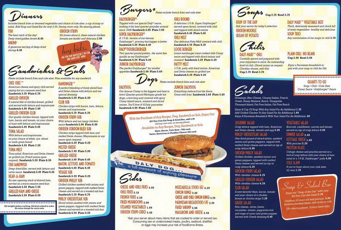 Daly Drive-In - Dalys Menu